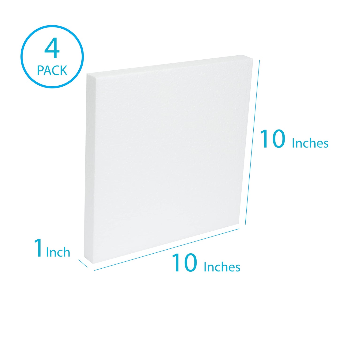 Silverlake 10x10x1 Craft Foam Squares for Styrofoam Board Projects (4-Pack)