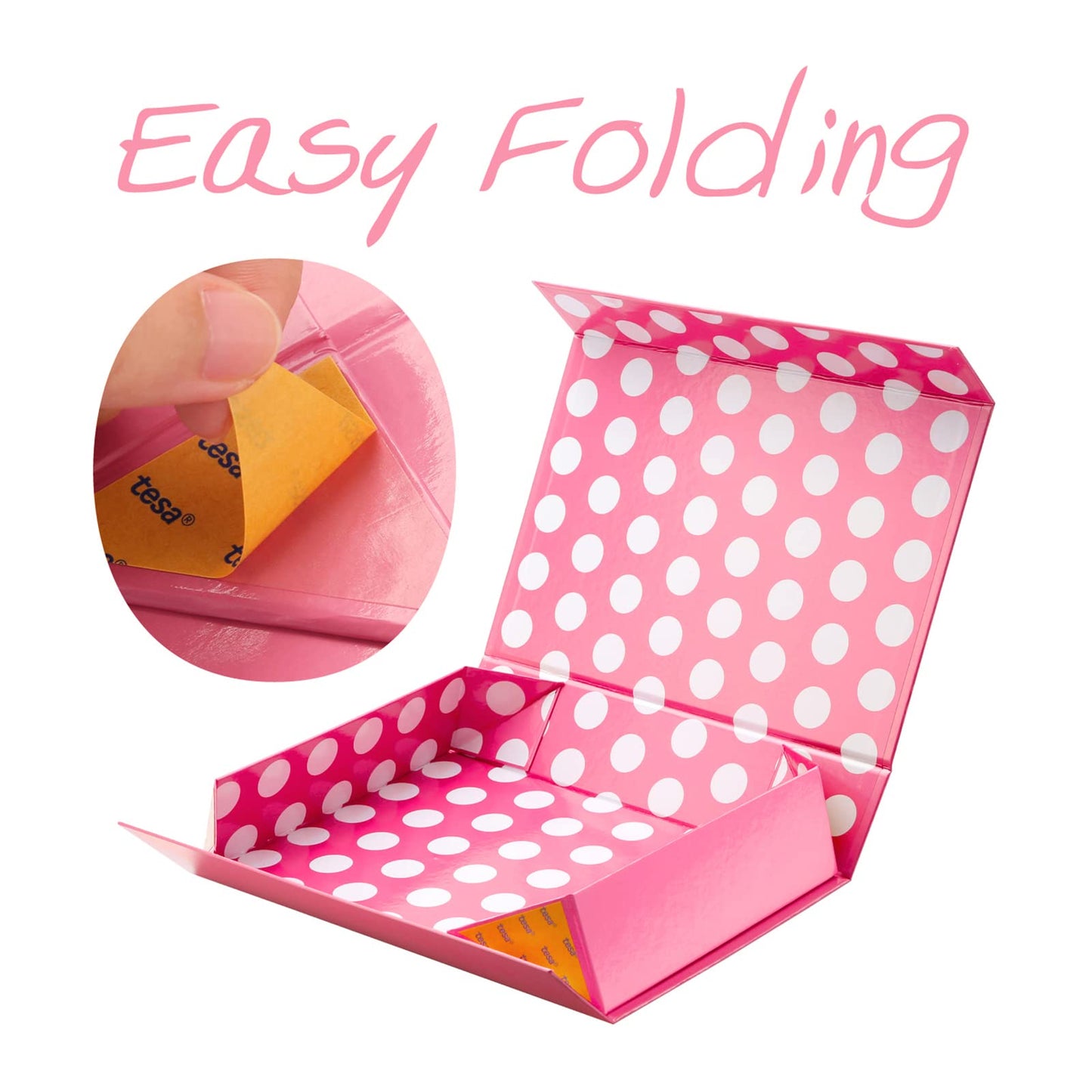 GREEN BEAN 6 Gift Boxes 11x7.8x2.3 Inches, Pink Gift Boxes with Lids for Presents, Magnetic Shirt Gift Boxes for Clothes (Glossy Metallic Pink, Polka Dot Design Inside)