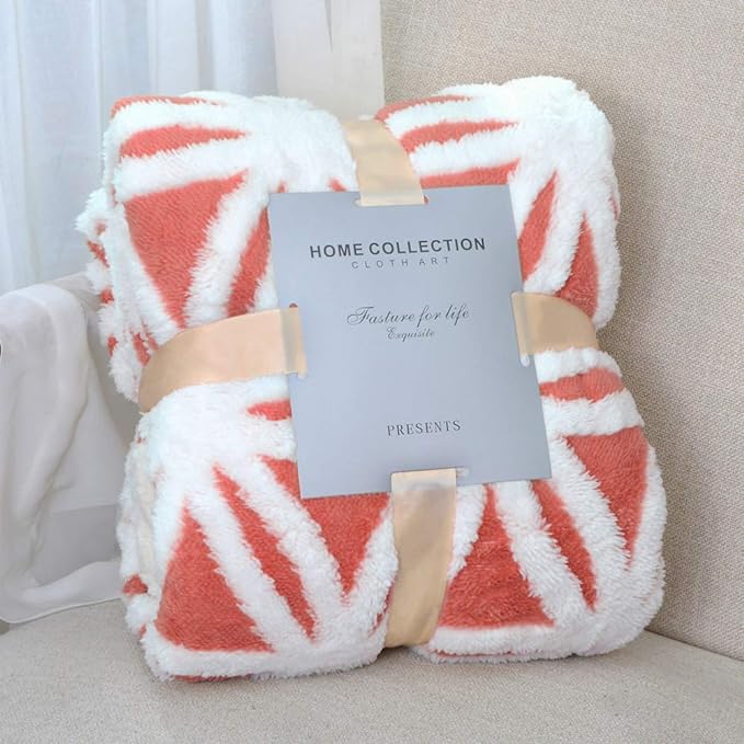 LOMAO Sherpa Fleece Blanket Fuzzy Soft Throw Blanket Dual Sided Blanket for Couch Sofa Bed (Coral, 60''x80'')
