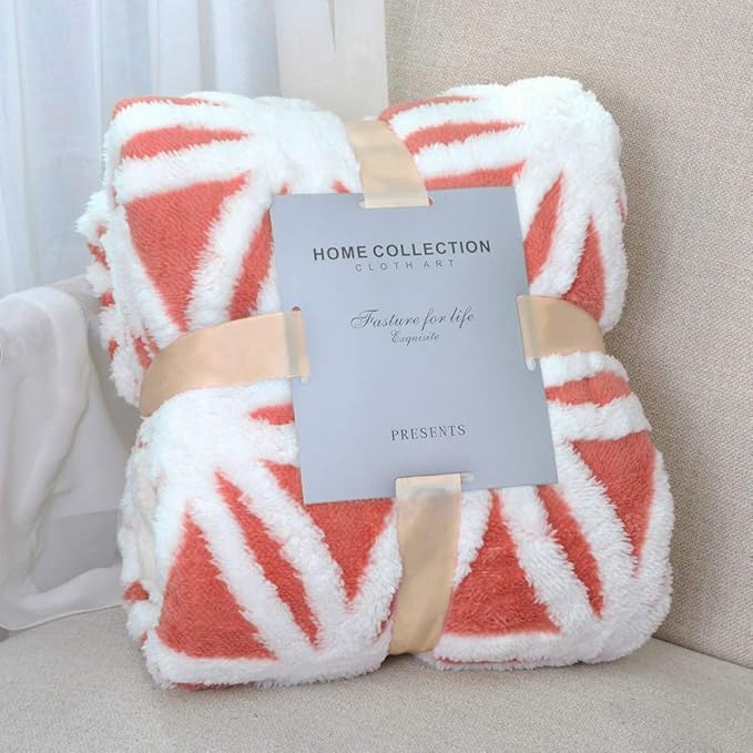 LOMAO Sherpa Fleece Blanket Fuzzy Soft Throw Blanket Dual Sided Blanket for Couch Sofa Bed (Coral, 51"x63")