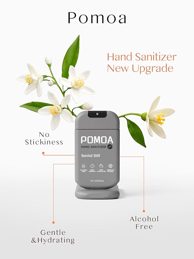 Alcohol Free Hand Sanitizer Spray, Non Irritating, Hydrating and Non Greasy, Gentle Fine Mist, Travel-Friendly Pocket Size 1 Fl Oz, Santal Still