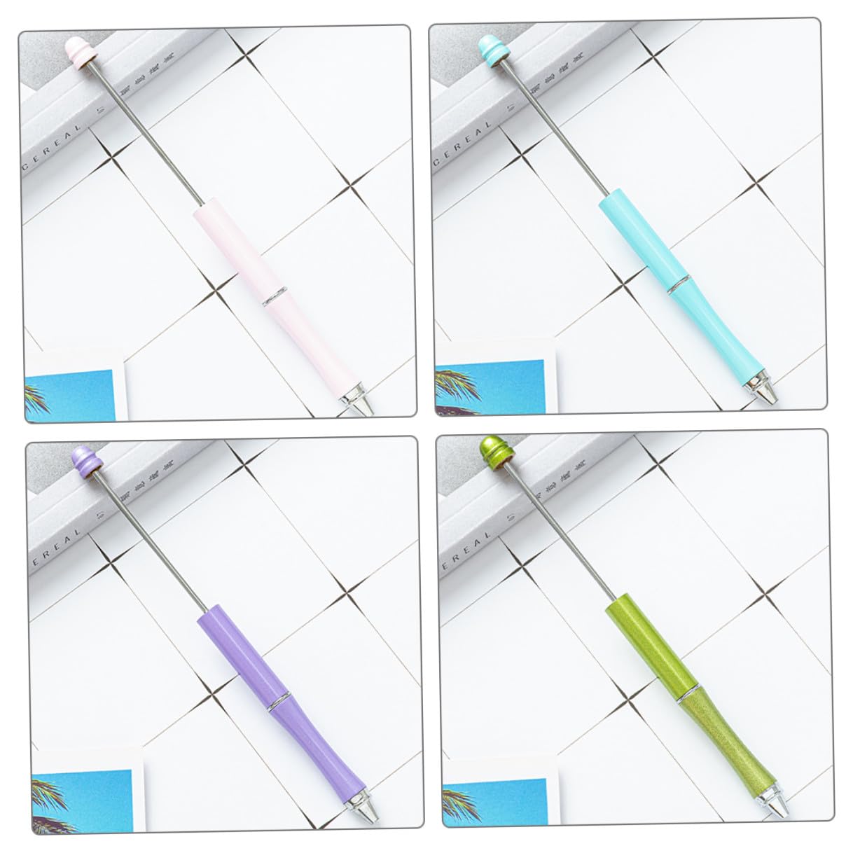 UKCOCO 5pcs Metal Ballpoint Pens Set, Multi-color Pastel Craft Writing Pens for Office, School, DIY Bead Stringing, Household Daily Use