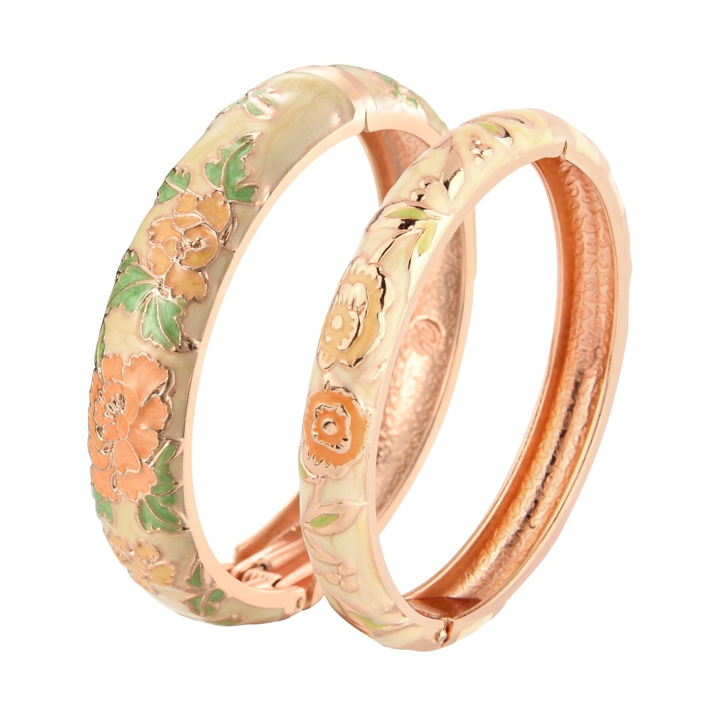UJOY Cloisonne Bangles Gorgeous National Enameled Plated Handcrafted Jewelry Bracelets Gifts with Box 55C48-55A106 Yellow