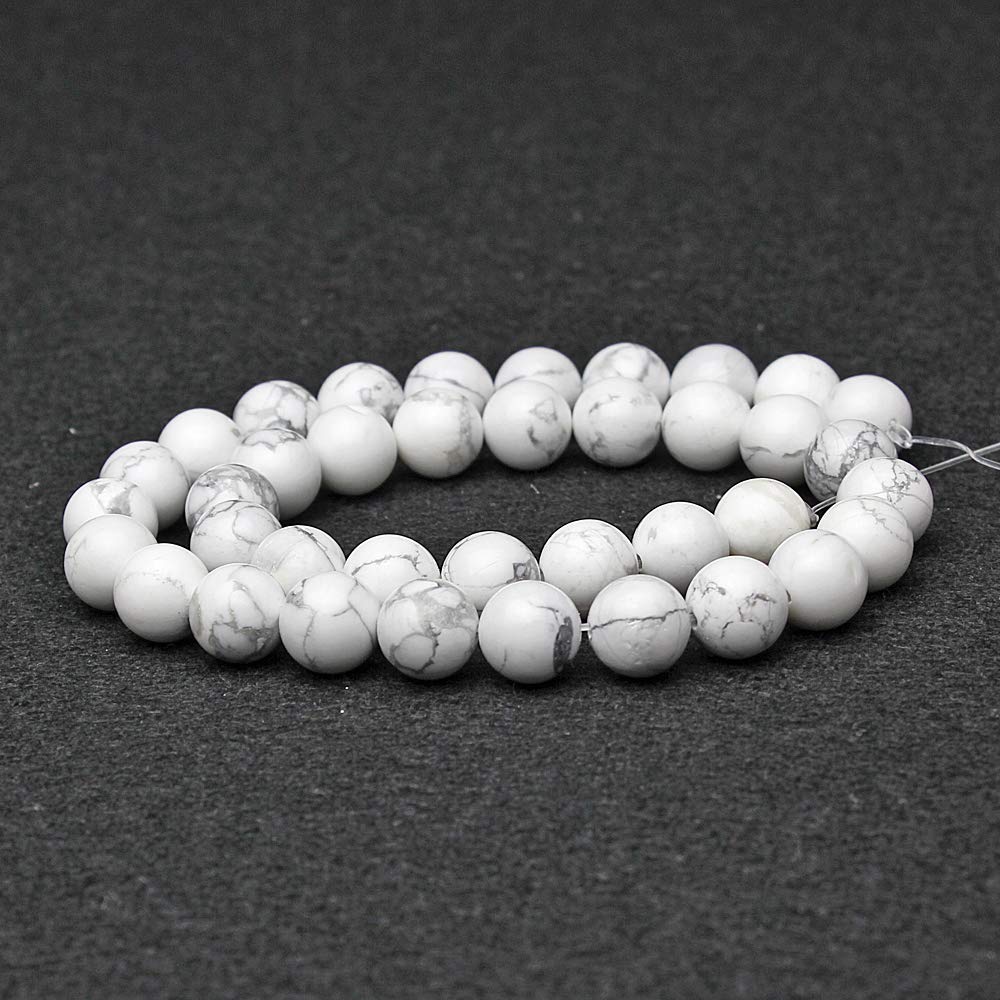 MJDCB AAAA Natural Stone Beads White Howlite Turquoise Round Loose Beads for Jewelry Making 15" (6mm)