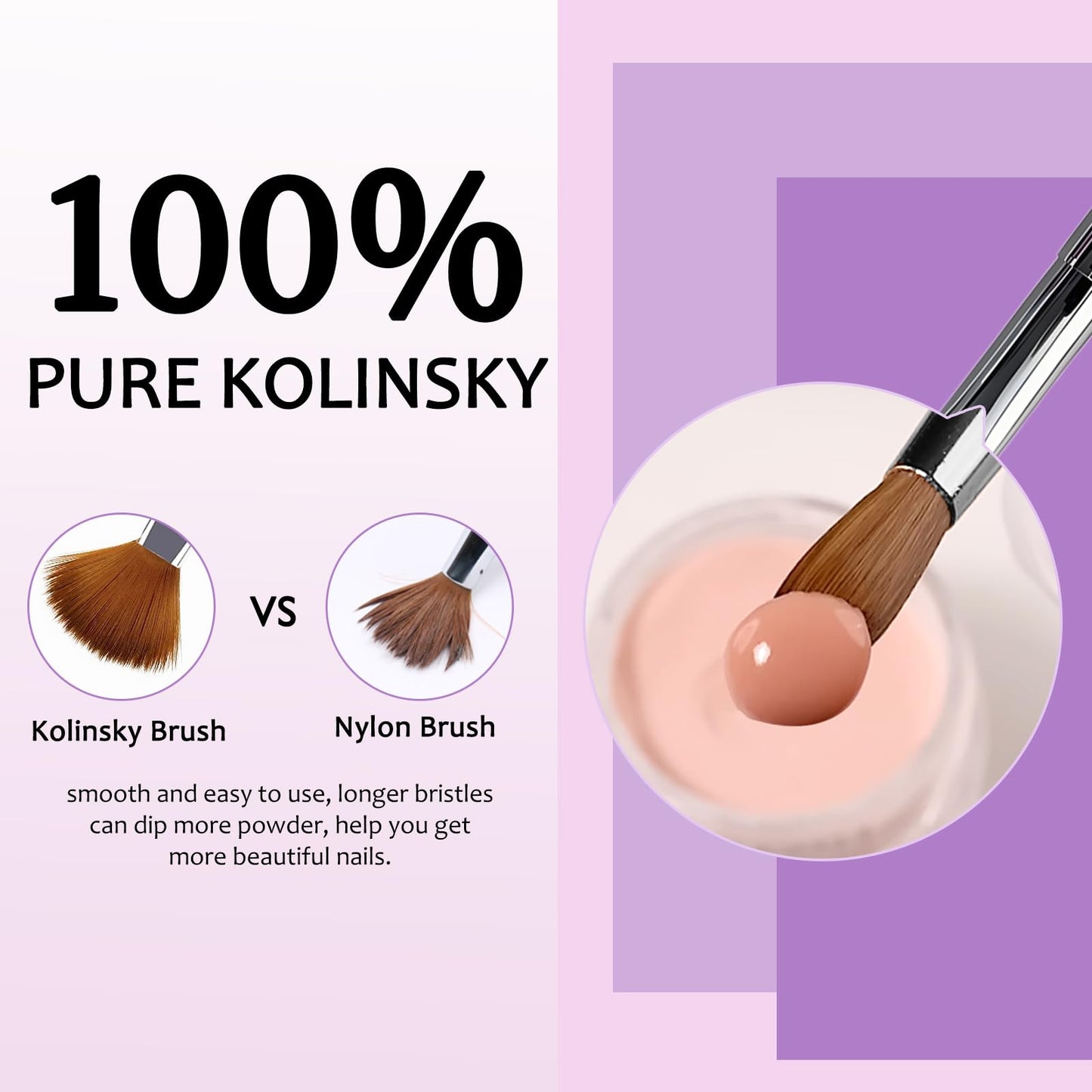Acrylic Nail Brush - 100% Kolinsky Sable Hair Brush for Acrylic Application - Professional Salon-Grade Tools with Box for Nail Art, Extensions & 3D Carving (Gradient, #8)