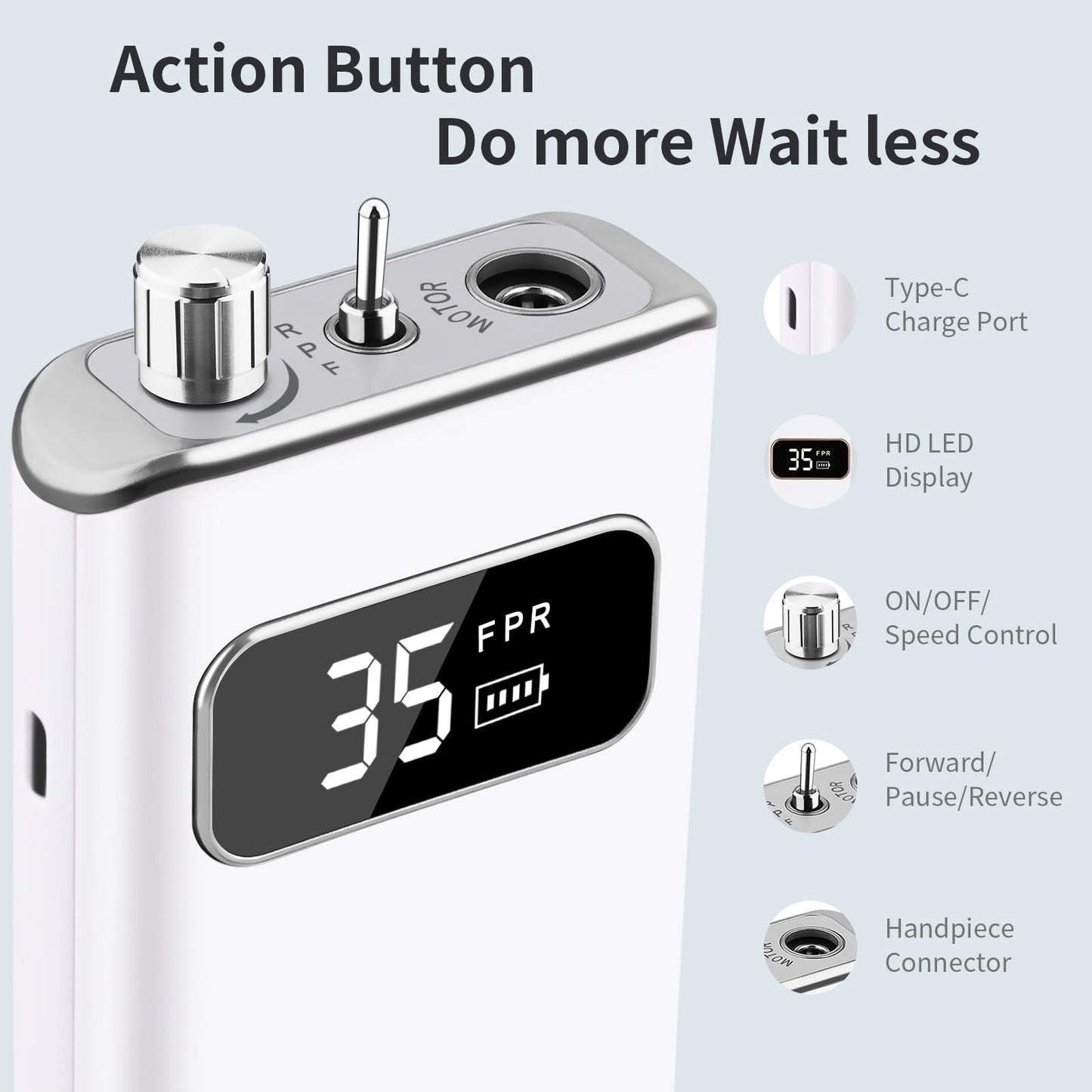 Enniewi Electric Nail Drill File, Professional Portable Nails Drills Kit with Rechargeable Base 7 uñas Bits, Cordless Efile for Poly Gel Acrylic Nails Remover Home Salon Pedicure Manicure Tool, White