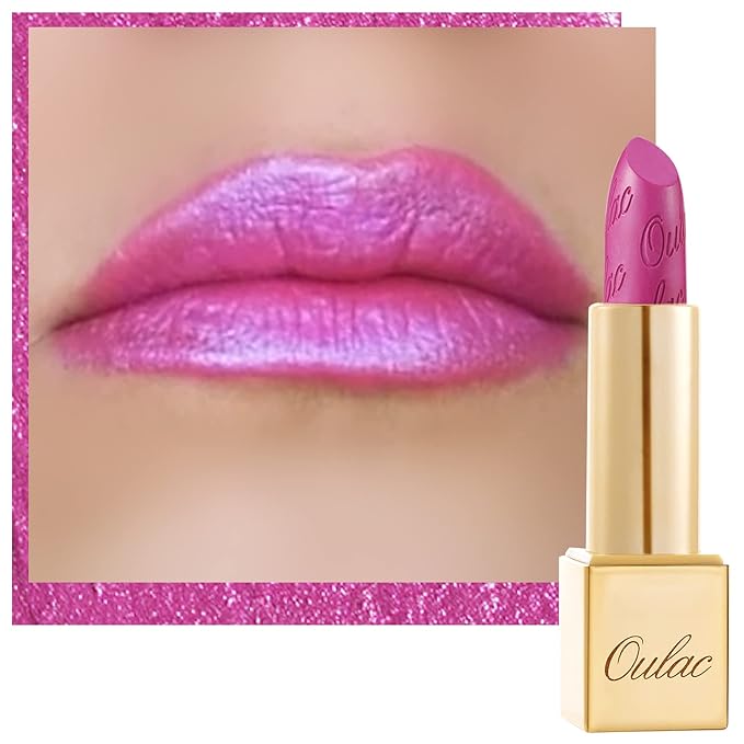 Oulac Pink Lipstick for Women with Metallic 3D Shine Lightweight Hydrating Formula, High Impact Lip Color, Full Coverage Lip Makeup, Christmas Gifts for Women, Velocity(15)