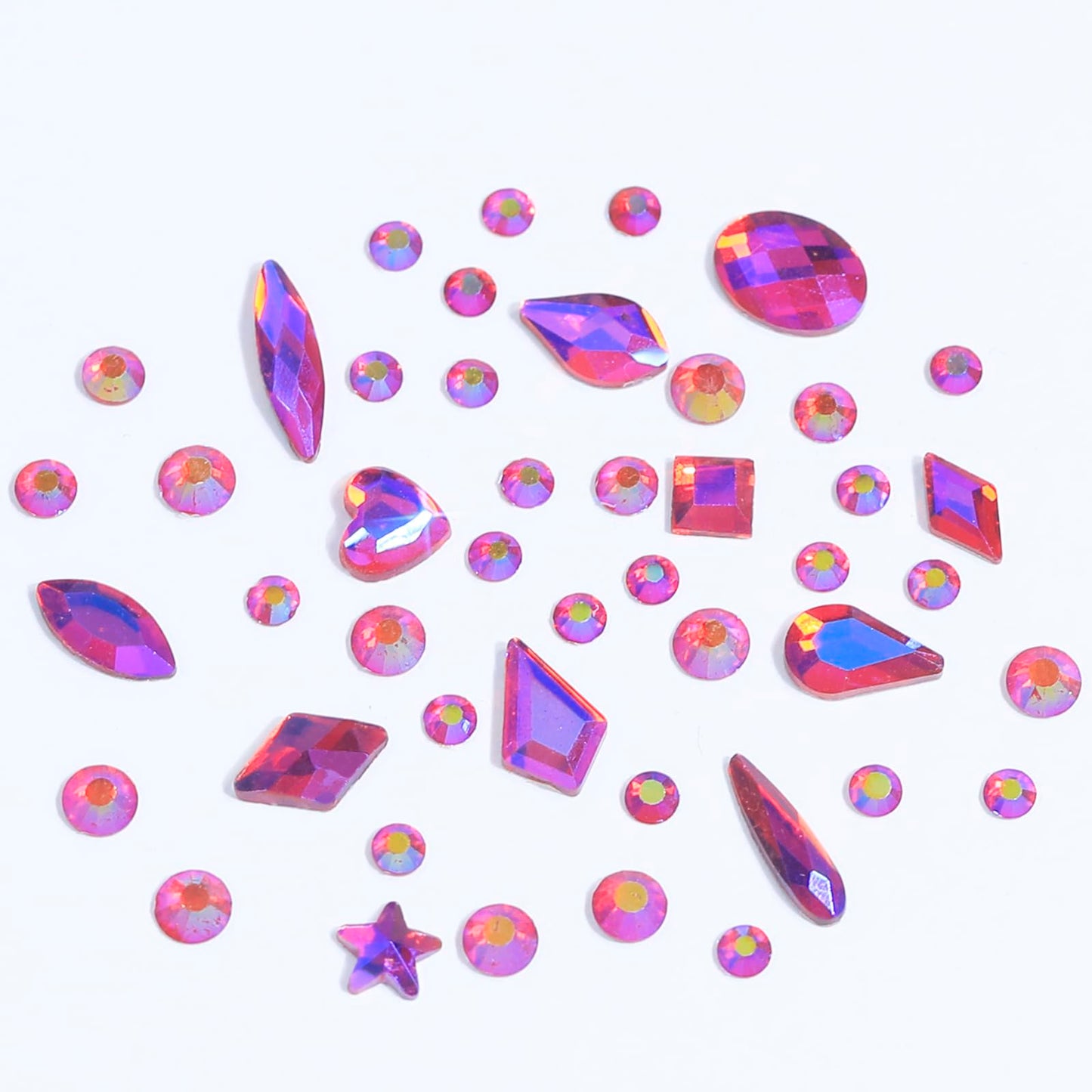 HNUIX Nail Rhinestones - 3D Multi Shape Size, Crystal AB Red Nail Gems, Flat Back, with Kit, for Nail Art, DIY Decorations