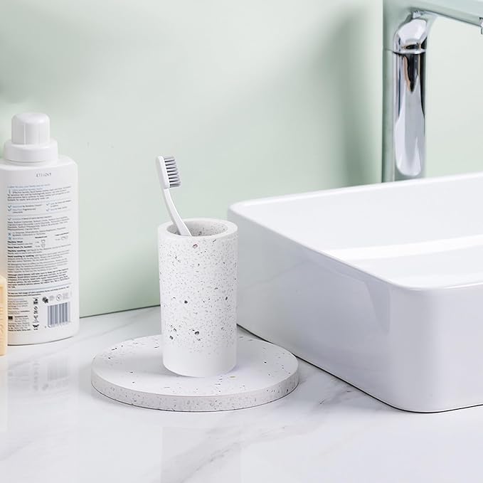 Diatomite Toothbrush Holder, BOJDOPIE Water Absorption Quick Drying Bathroom Countertop Organizer, Stand Cup for Toothpaste Makeup Brushes Razors