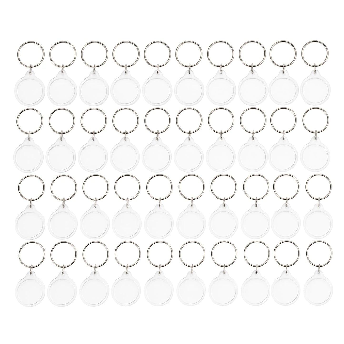 ROHIJALE 40Packs Clear Round Photo Keychains Outer diameter 1.57 Inch DIY Acrylic Blank Keychain Inserts Transparent Plastic Photo Frame Key Ring for Personalized Picture, Logo, or Crafts
