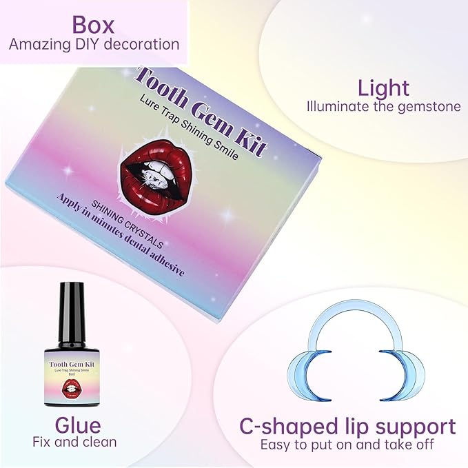 DR.Seya Tooth Gems Kit for Teeth, Tooth Gem Kit Jewelry for Women | 2025 New Professional | Safe & Easy Application | Long Lasting Sparkle