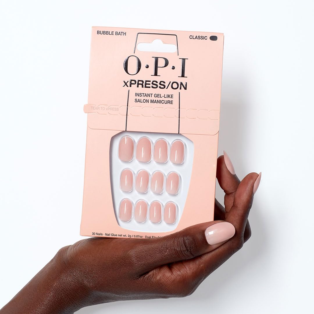 OPI xPRESS/ON Press on Nails | Short Round Light Solid Nail Art Press On Nails | With Nail Glue | Long Lasting, Reusable, Non-damaging