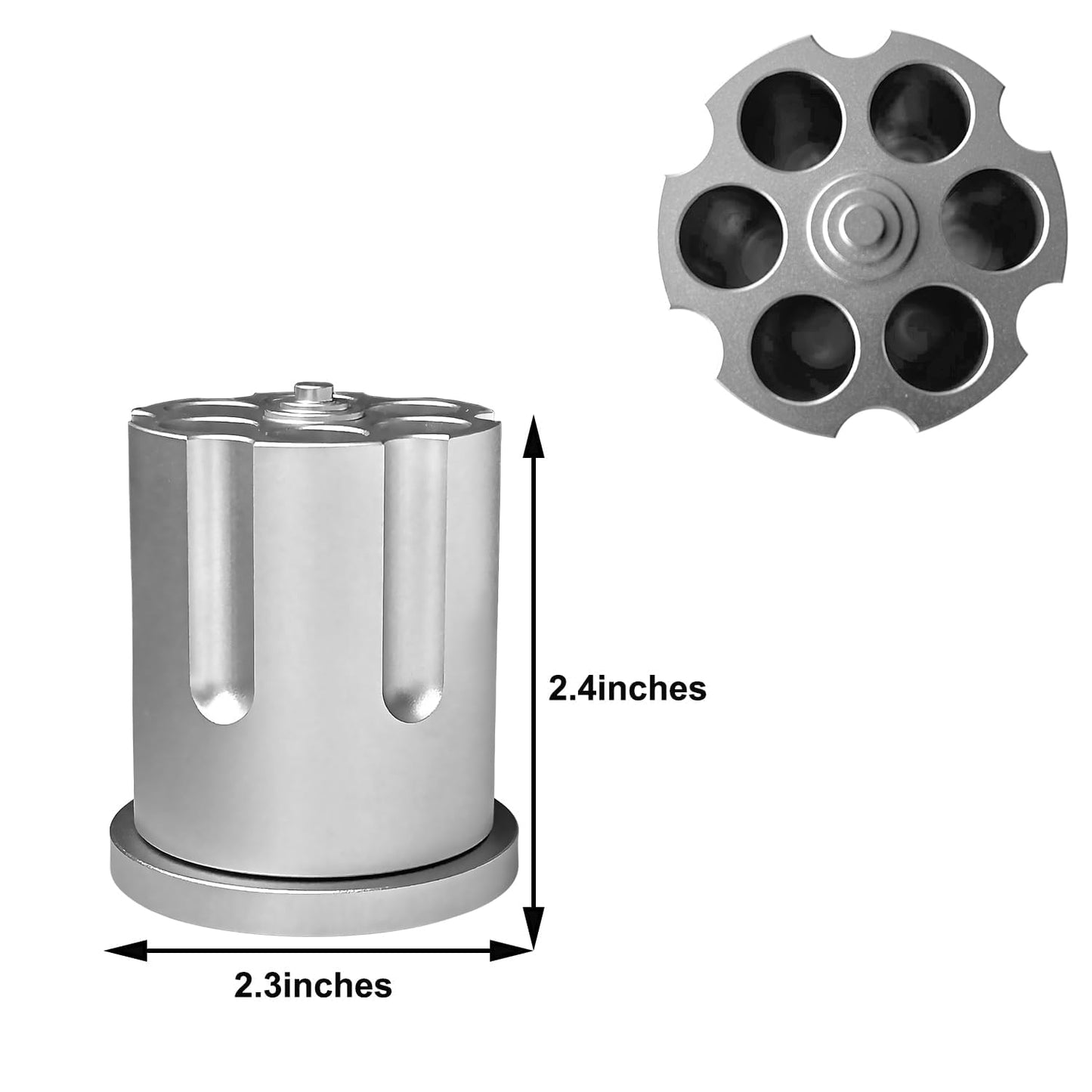 ZEIZOMZER Rotating Revolver Pen Holder, Aluminum Gun Cylinder Pencil Holders, Men Desktop Decor for Men's Birthday, Office Decoration