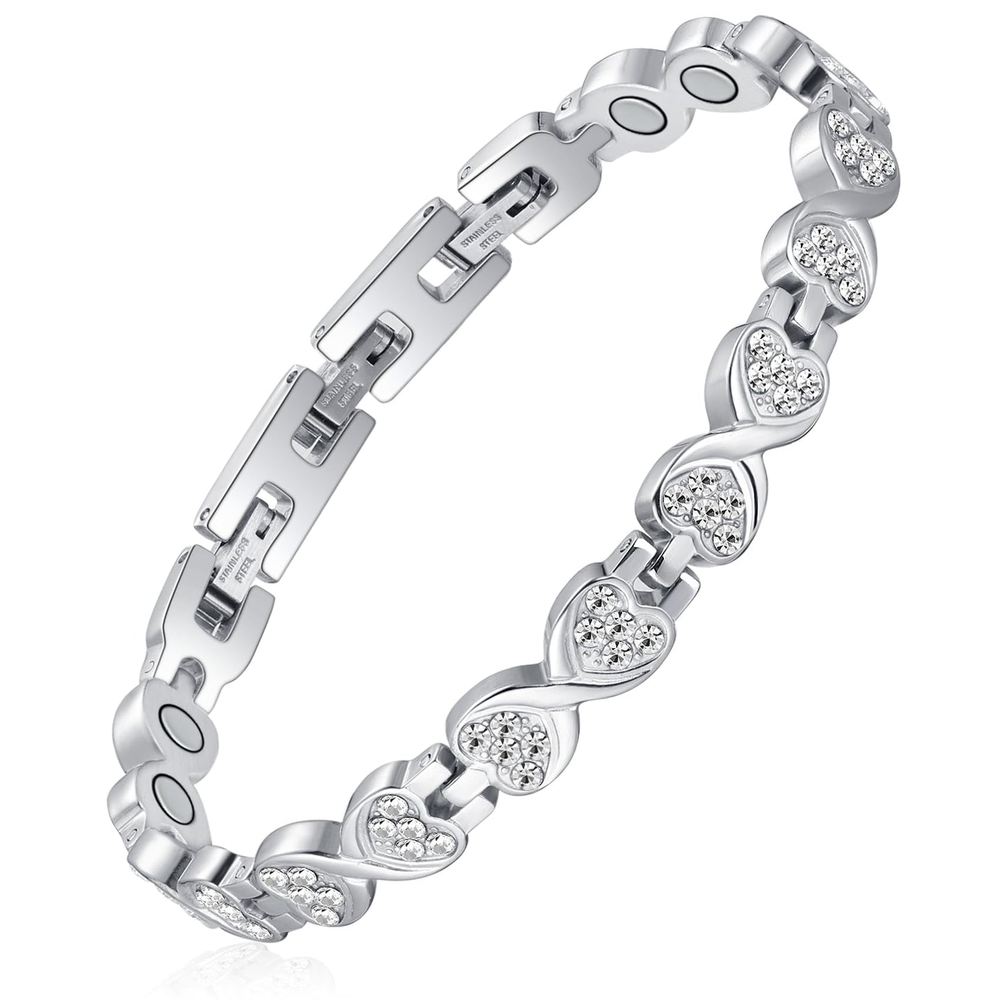 Feraco Ultra Strength Magnetic Bracelets for Women with 3800 Gauss Magnets, Stainless Steel Magnet Bracelet, Adjustable with Sizing Tool