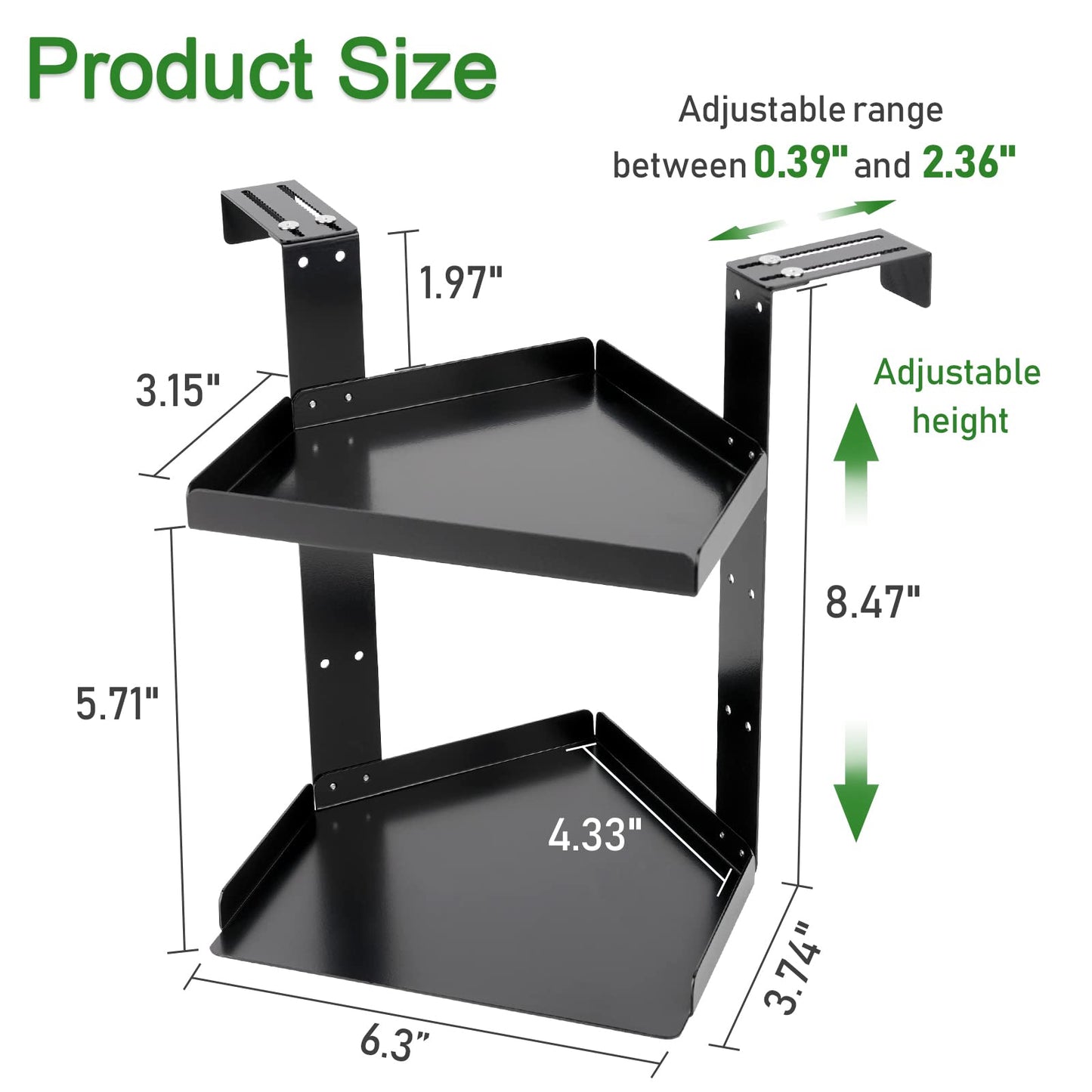 Olpchee Office Cubicle Shelf, Cubicle Storage, Shelf Organizer Accessories, Height Adjustable Hanging Corner Shelf with Adjustable Hooks (Black, Double Layer)