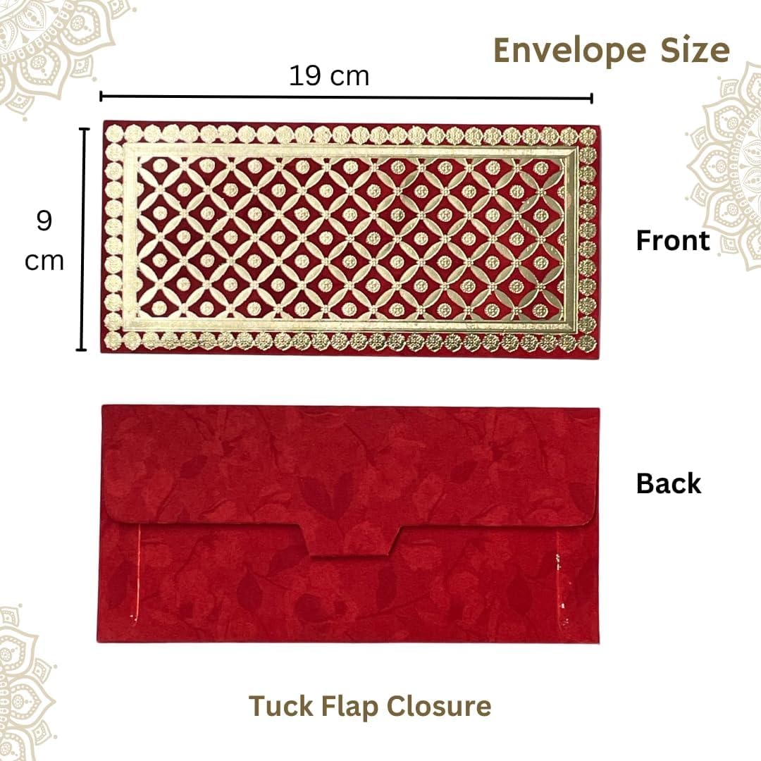 Metallic Paper Shagun Envelopes for Gifting Cash Sagan Lifafa Wedding, 19 X 9 cm, Multicolored 4 (pack of 4) - Royal Mosiac Design