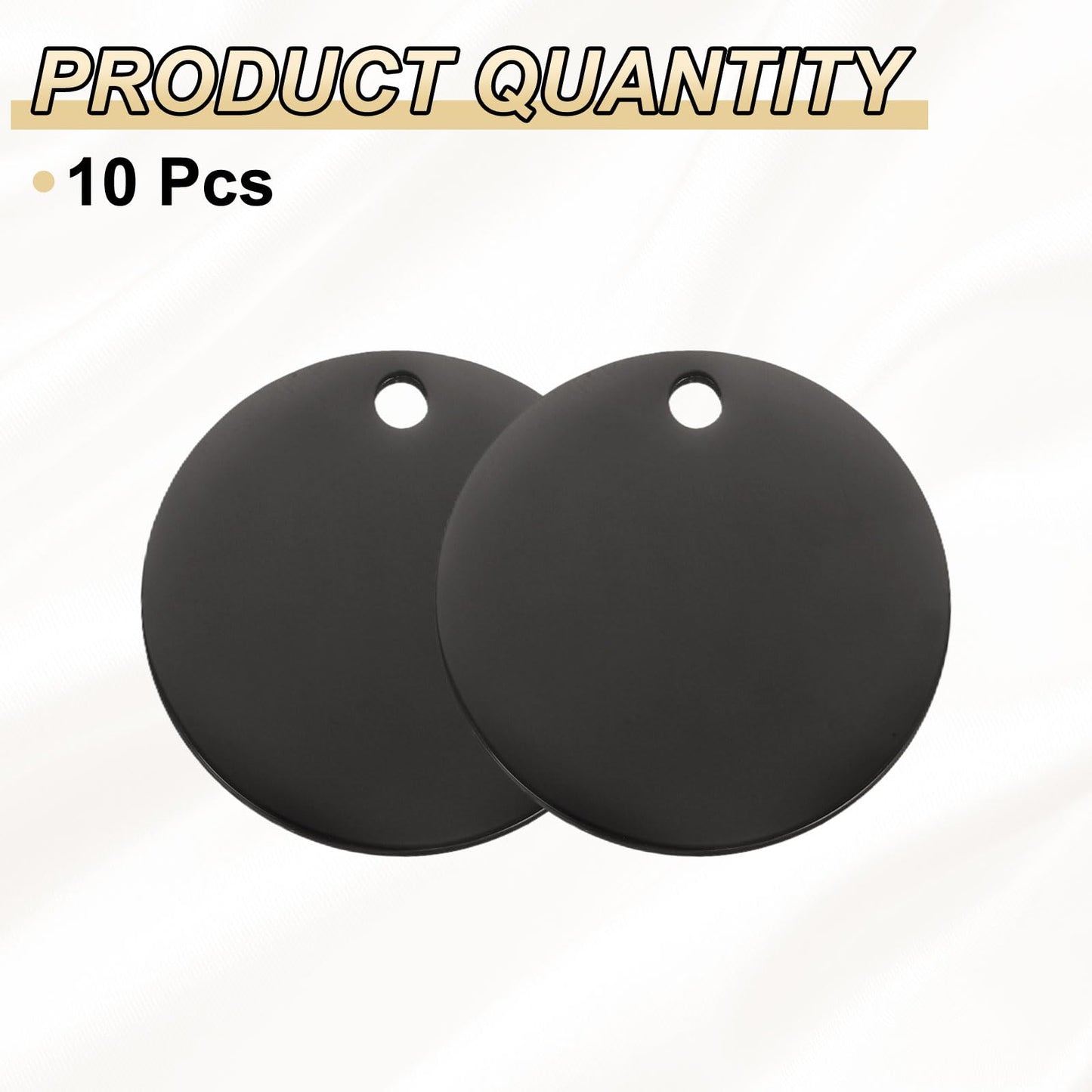 HARFINGTON 10 Pcs Round Blank Stamping Tag 37mm Stainless Steel Circle Polished Blanks Tag Pendants with Hole for Bracelet Crafts Labeling Making, Black