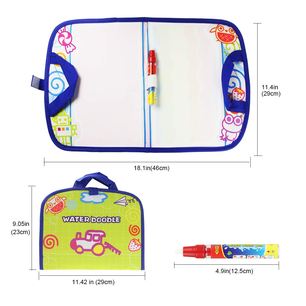 Coolplay Kid Activities Water Drawing Mat Painting with Water Pen Airplane Travel Toy for Toddlers