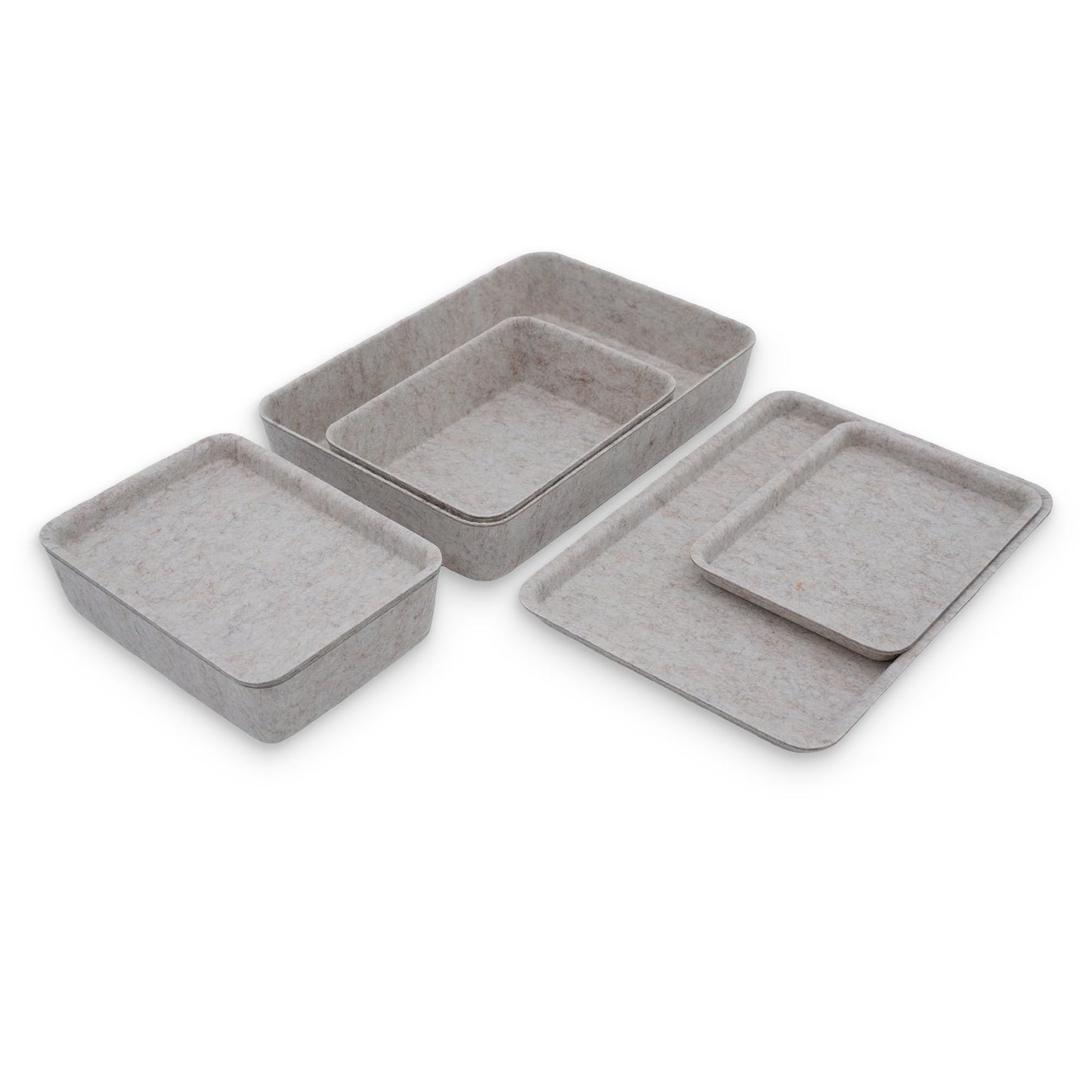 Welaxy Lidded Felt Drawer Organizer Trays with lids Desktop Organizer Bins Storage box for crafts office supplies pen notes Junk Makeup Stationery Organize 3- Pack gift idea (Oatmeal)