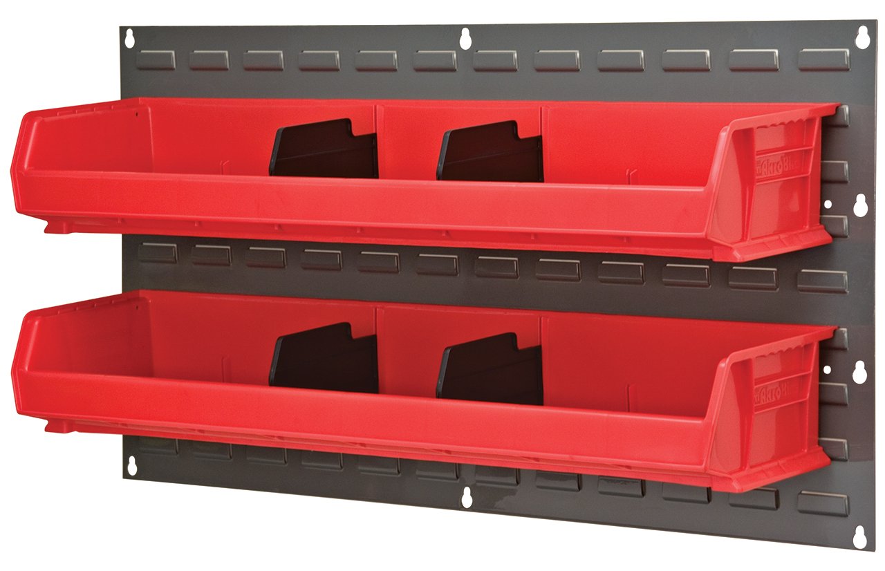 Akro-Mils Wall Mount Storage System Bundle with Plastic Storage Bins (6-Pack)
