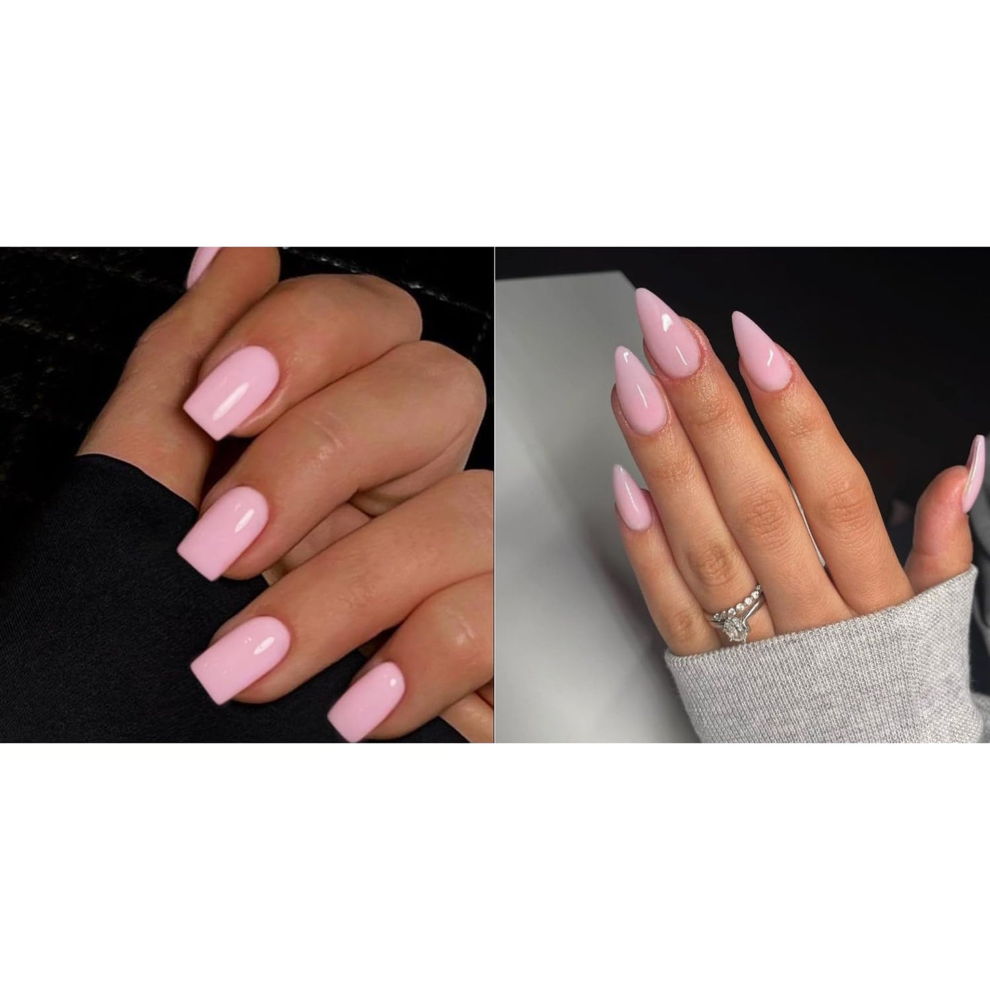 KQueenest Light Pink Press on Nails Short Medium Square&Light Pink Press on Nails Medium Almond For Beach Party Daily Decoration in 78 PCS