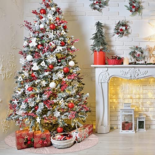 Poise3EHome Rose Gold Christmas Tree Skirt, 70 Inch Sequin Tree Skirt
