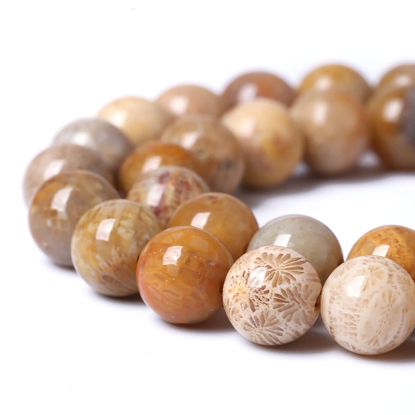 60pcs 6mm Natural Coral Jade Chrysanthemum Stone Beads Round Loose Beads for Jewelry Making,DIY Bracelet Necklace