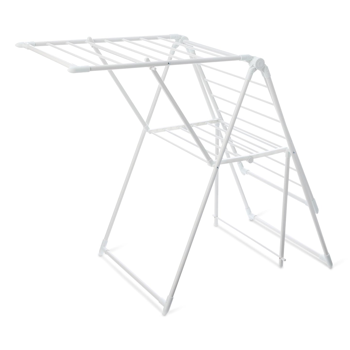 Amazon Basics Foldable Space-Saving 2-Wing Metal Clothes Drying Rack, 61x23.6x39.3 inches, White
