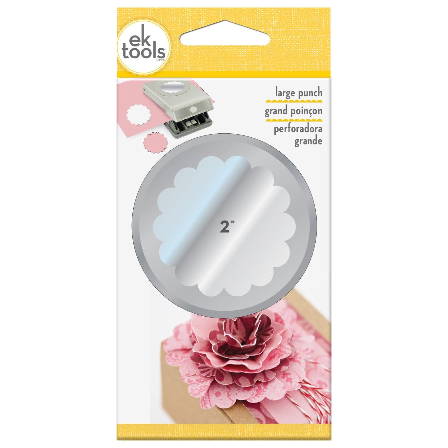 EK Tools Paper-punches, 2-Inch Scallop Circle, Gray, Metal Craft Punch, Stackable, Locks Shut, New Package