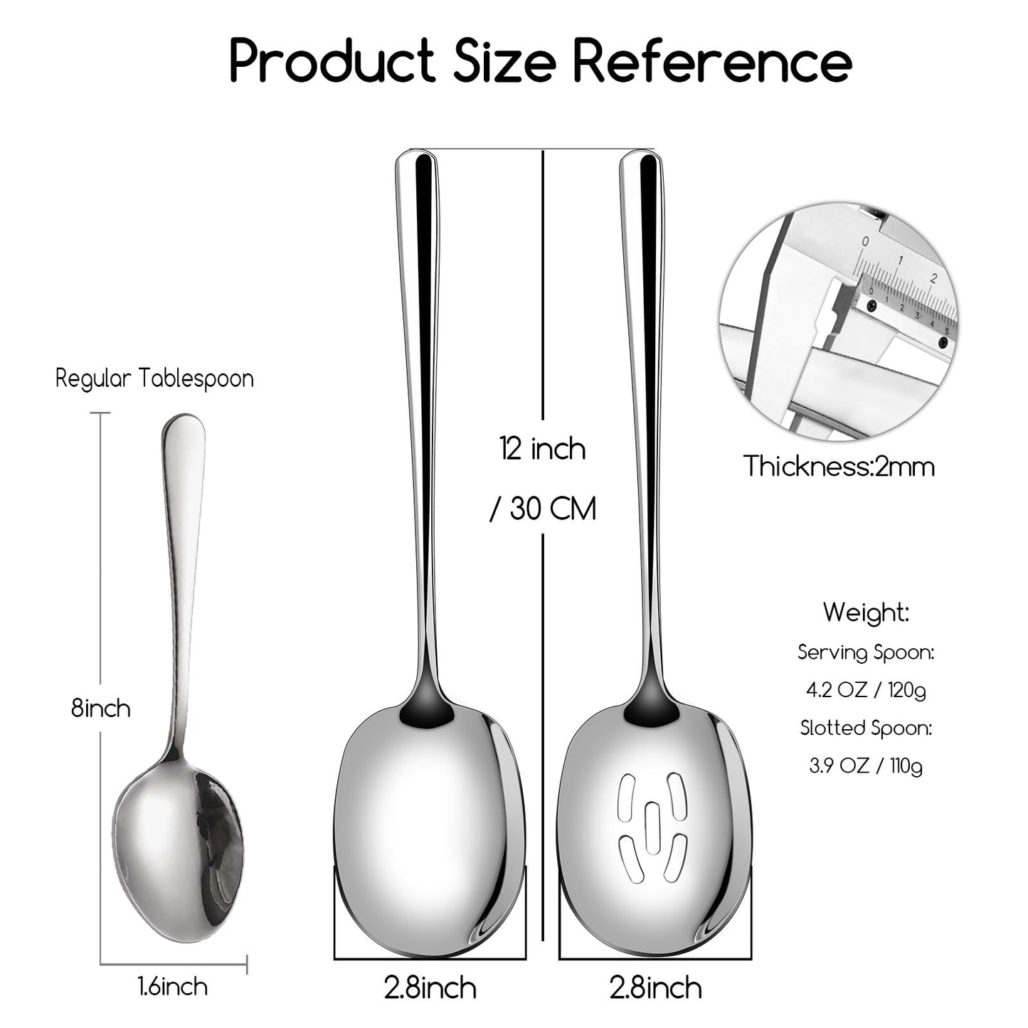 SOLEADER Extra Large Serving Spoons for Buffet, 12 Inch Stainless Steel Serving Spoons, Big Spoons for Serving Food, Pack of 6
