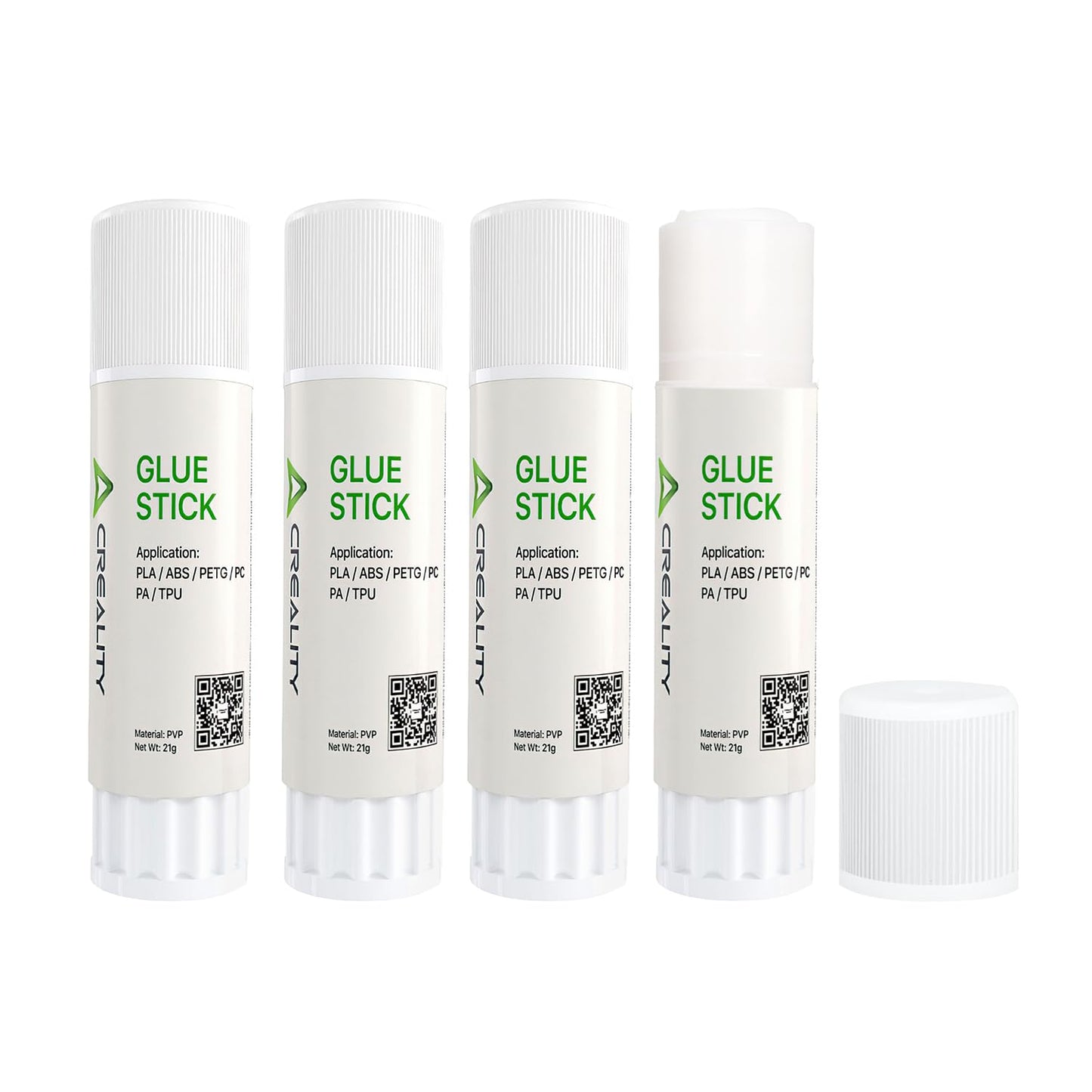 Creality 3D Printer Glue Sticks PVP Solid Glue Sticks for 3D Printing Hot Bed Build Plate, Enhanced Adhesion Reduces Warping for Filament, 3D Printer Adhesive for PLA/ABS/PETG/PC/PA/TPU, 4 Pack