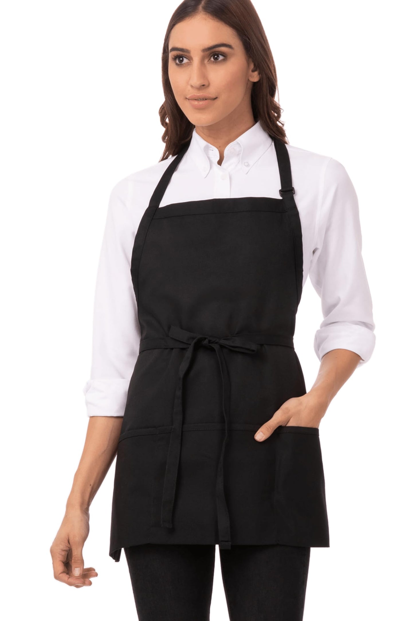 Chef Works Unisex Three Pocket Apron, Black, One Size