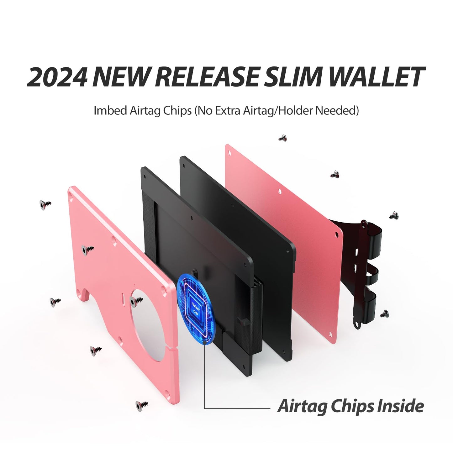 Air Wallet, Built-in Tracker Slim Wallet, Smart Wallet with Money Clip, Compatible with FindMy Network(iOS Only), Anti-Theft Card Holder, *Gift for Men (Tracker Wallet,Macaron Powder)