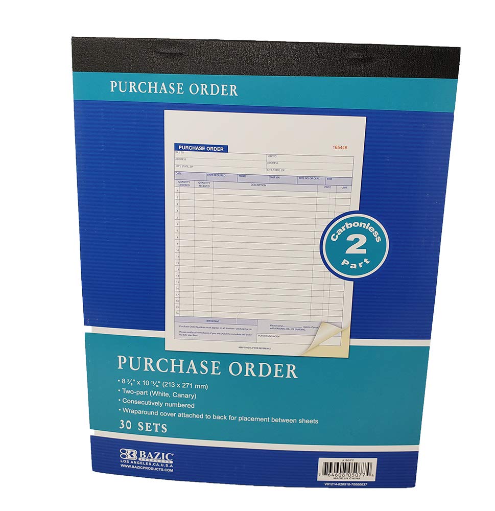 2-Part Carbonless Purchase Sales Order Book (4 Pack) Letter Size Almost 8.5 x 11