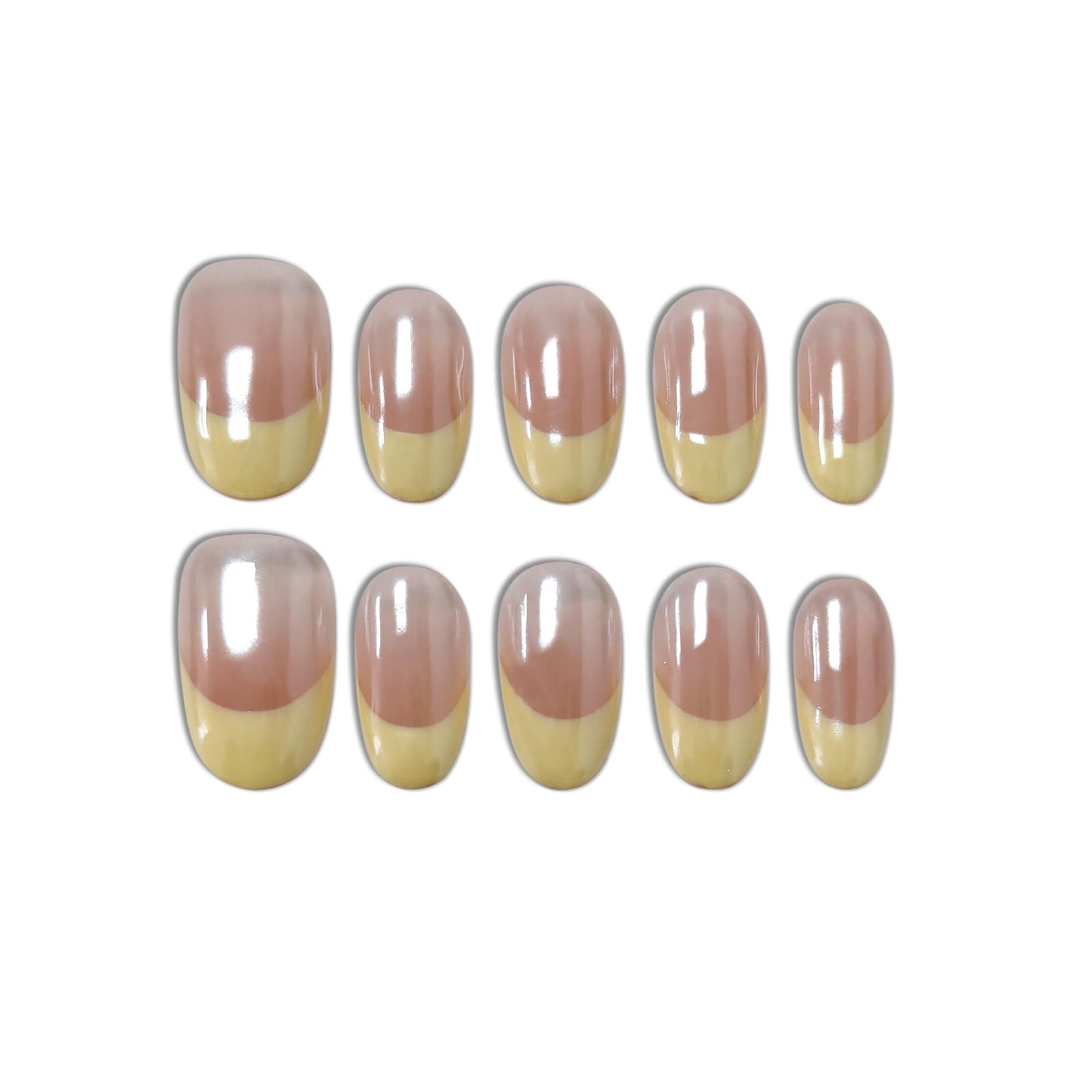 TENPAL Aurora Pastel Yellow French Tips Press on Nails Short Oval Minimalist & Reusable False Nails for Everyday Luxury | Clean Chic Style(S)