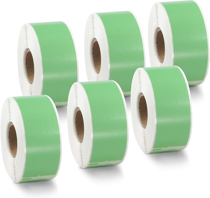 BETCKEY Colored Labels Compatible with Dymo 30277 (9/16" x 3-7/16") File Folder(2-up) Labels, Compatible for Dymo LabelWriter Thermal 450, 4XL & Zebra Desktop Printers [6 Rolls, Green]
