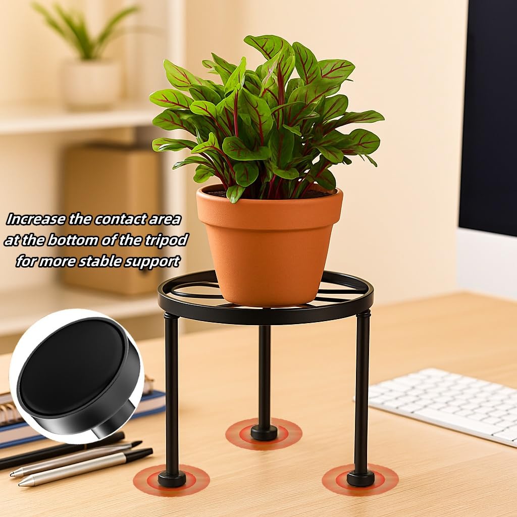 Chejievy 1 Pack Metal Round Plant Stands, Small Flower Pot Stand for Garden Home, Anti-rust Circle Plant holders Display Shelf for Indoor/Outdoor