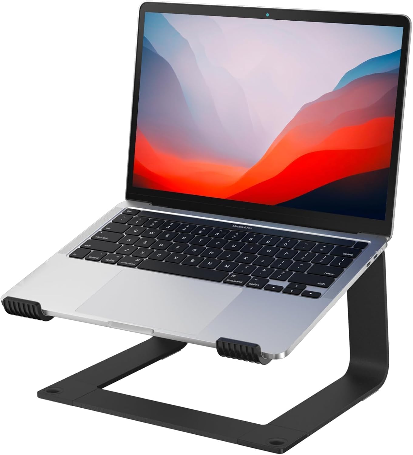 GleYo Laptop Stand for Desk Portable Computer Riser Metal Notebook Holder Printer Stand Office Desk Accessories Compatible with MacBook Air, Pro, Dell, HP, Lenovo and All 10-16" Laptops, Black