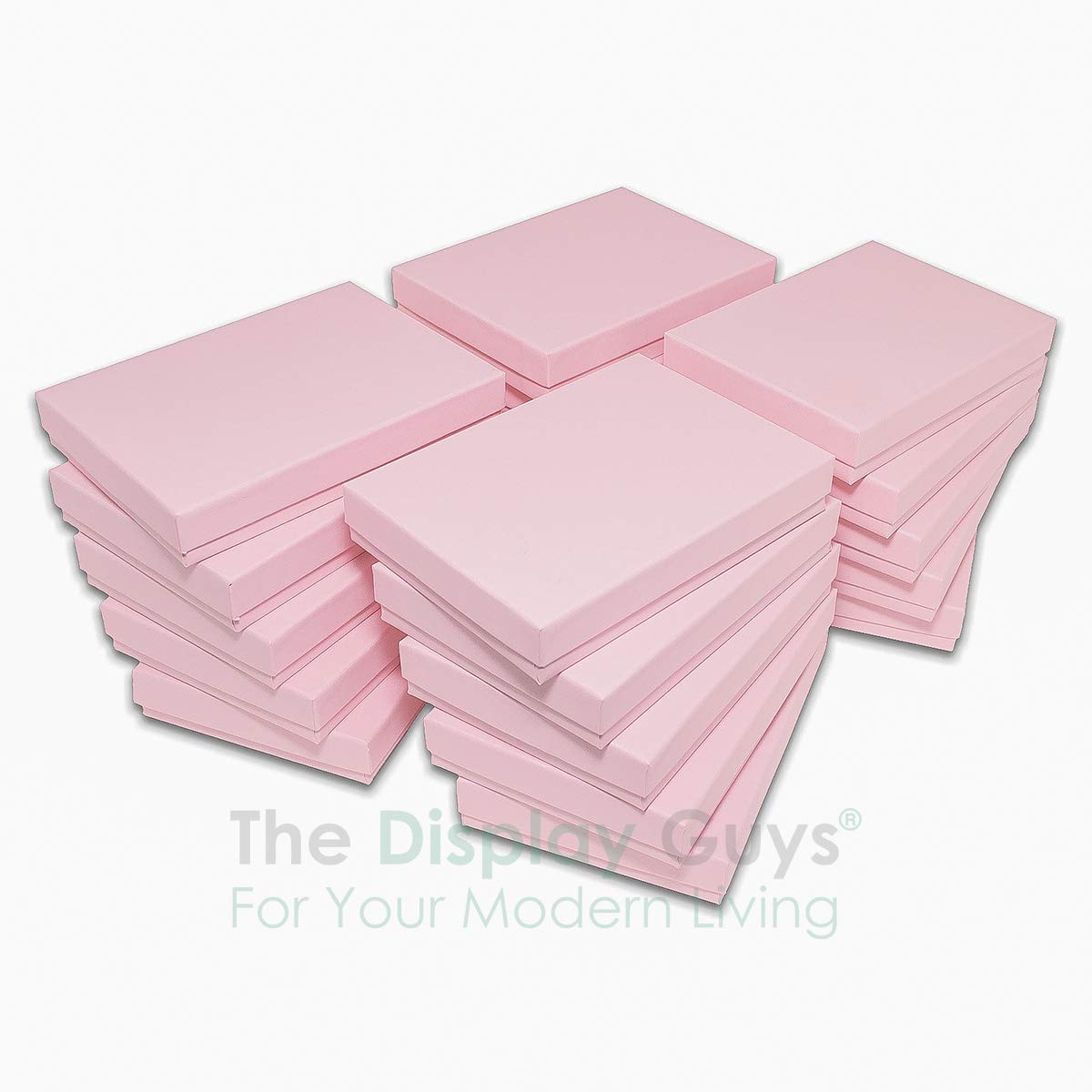 TheDisplayGuys - 25-Pack #53 Cotton Filled Cardboard Paper Jewelry Boxes Gift Case - Pastel Pink (5.4" x 3.9" x 1.0") - for Shipping or Storage