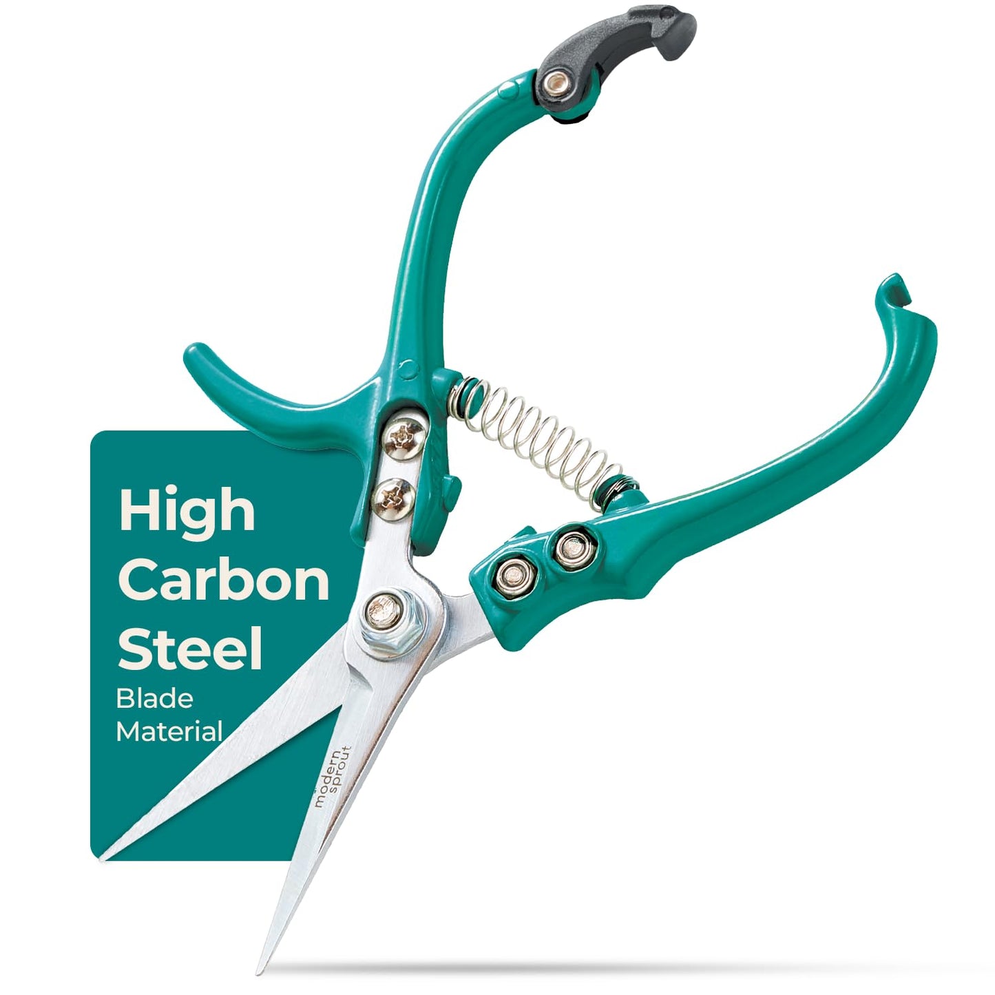 Modern Sprout Pruning Shears - Herb Snipping Scissors- Lightweight Gardening Tools W/Easy Lock - Flower Cutter Garden Shears - Carbon Steel Blade + Reusable Holster (Ocean, 1-Pack)