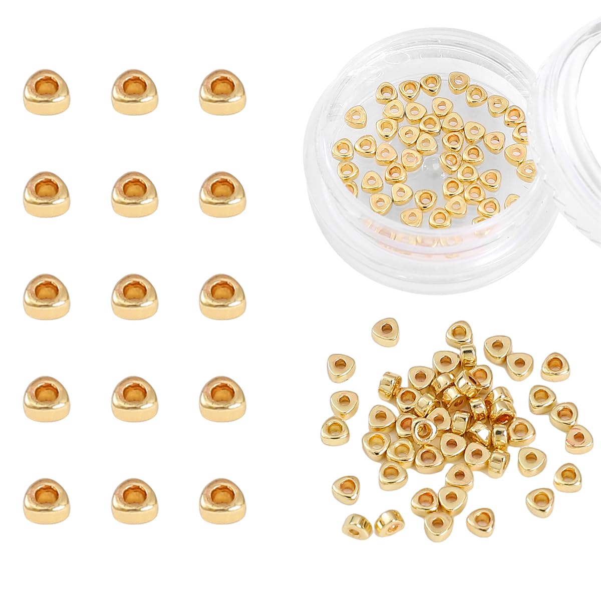 BEADIA 14K Gold Plated Triangle Spacer Beads 2.5x1.5mm 50pcs for Jewelry Making Findings Non Tarnish
