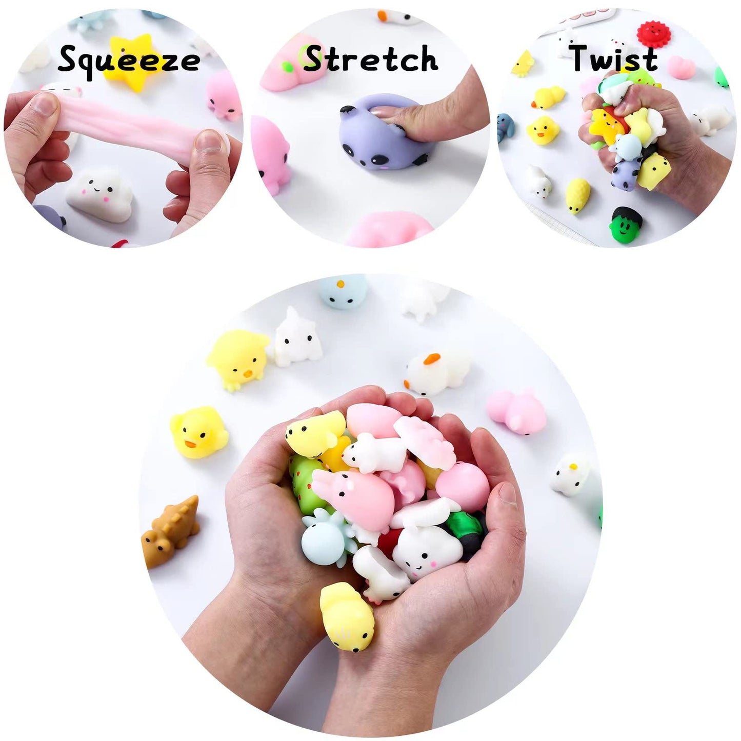110 Pcs Mochi Squishy Toys, Mochi Squishy Toys for Kids Party Favors, Mini Kawaii Squishy Fidget Toys for Easter Basket Stuffers Egg Fillers Birthday Classroom Prize Pinata Christmas Stocking