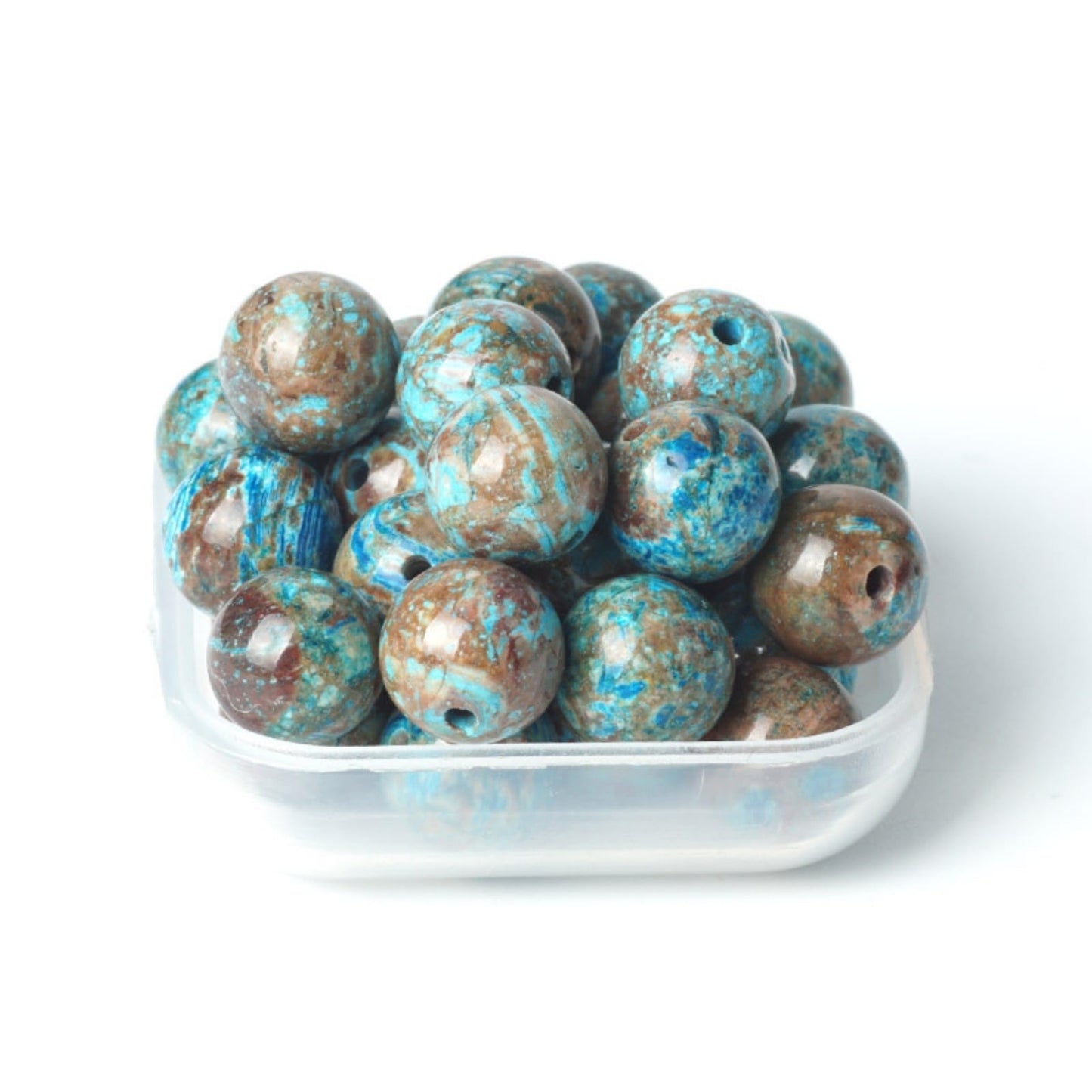 100Pcs Natural Stone 6mm Blue Pattern Agate Round Loose Gemstone Energy Healing Beads Hole Size 1mm DIY Smooth Beads for Bracelet Necklace Earrings Jewelry Making