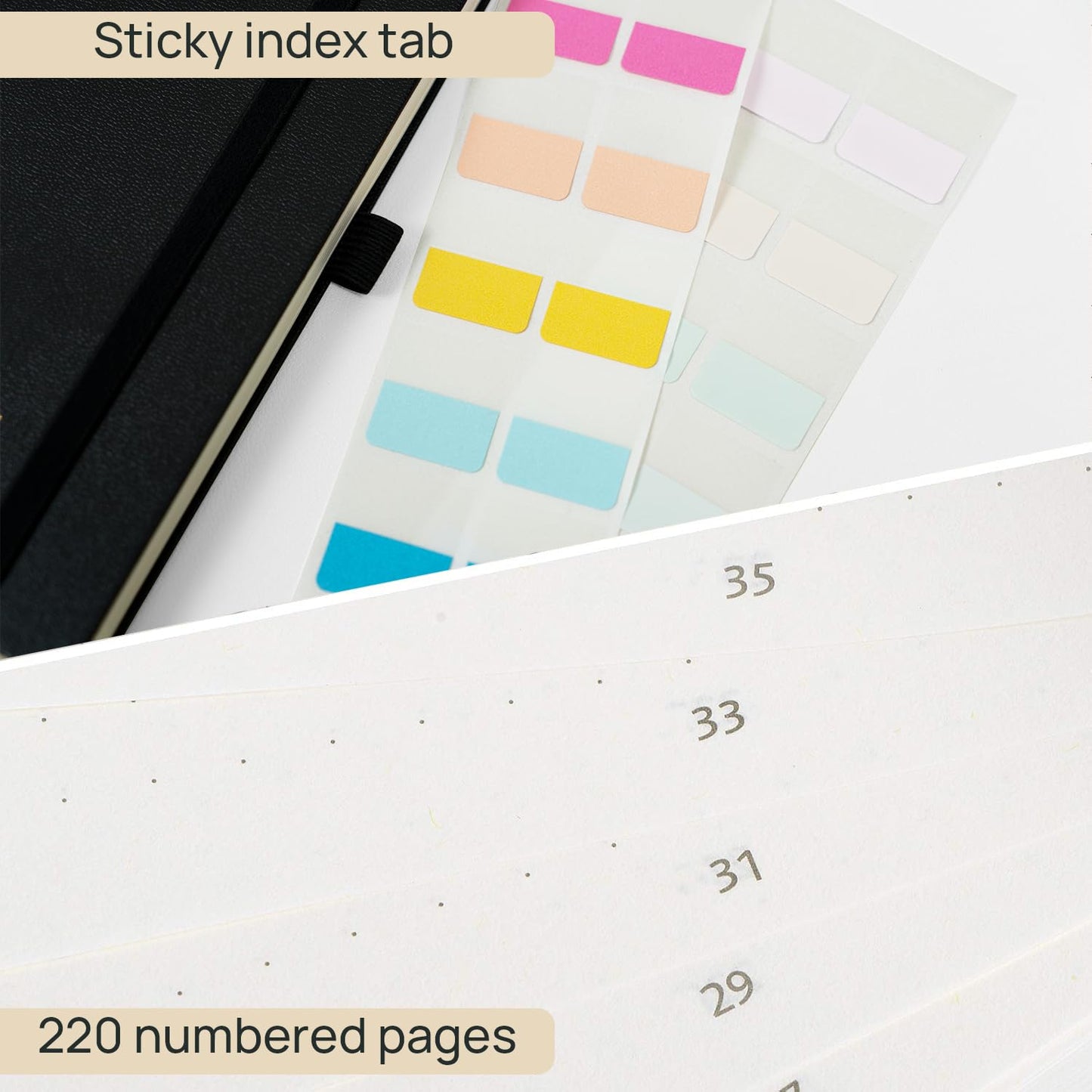 POPRUN Spiral Bullet Dotted Journal Notebook, 7-1/4" x 9-1/2" - 120 GSM Thick Paper, 220 Numbered Pages, Hardcover for Men & Women with Pocket, Index Tabs, 8 Perforated Sheets, Black