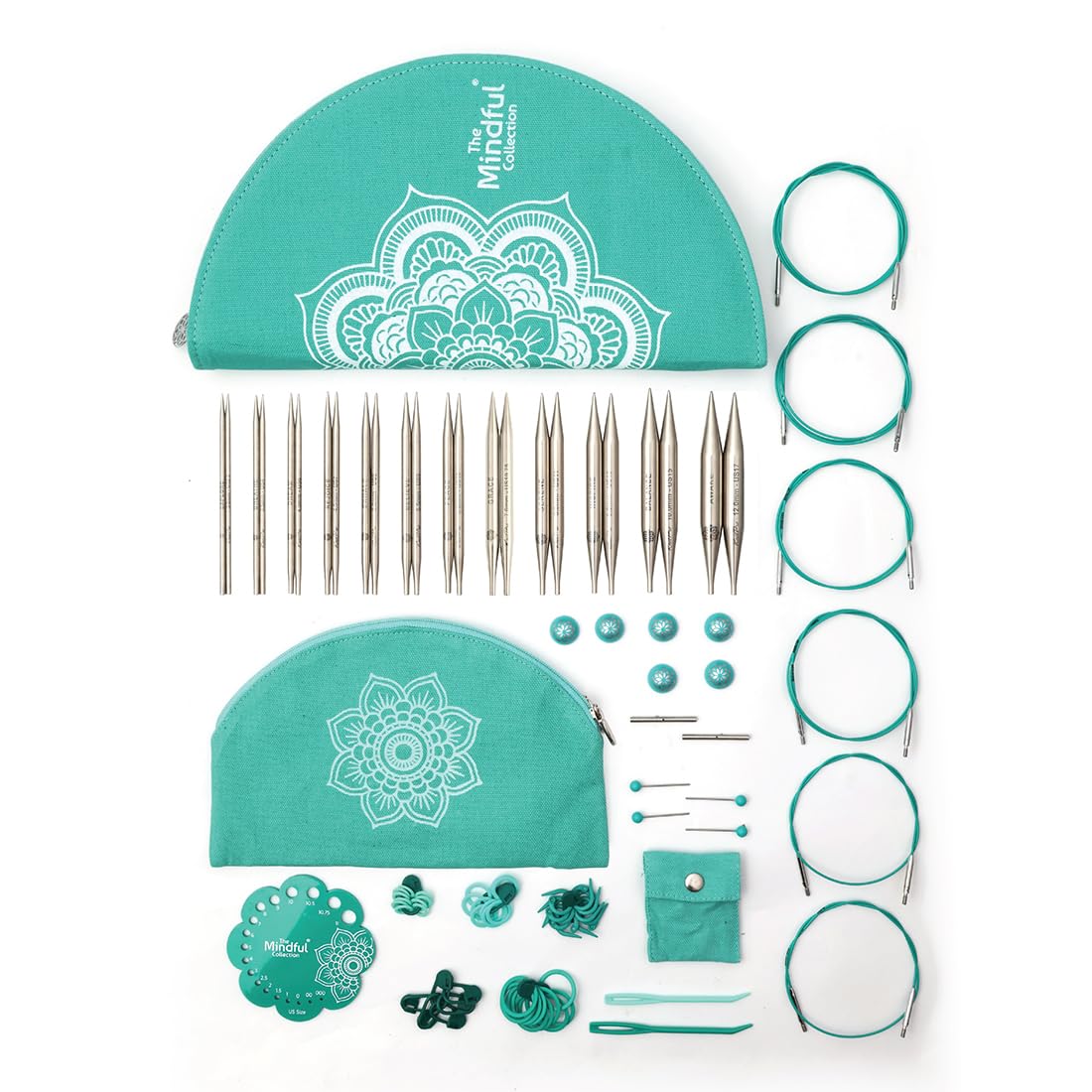 KnitPro The Mindful Collection Gratitude Interchangeable Needles Set 5" (13cm) | 12 US Sizes (2.5-17) with Accessories