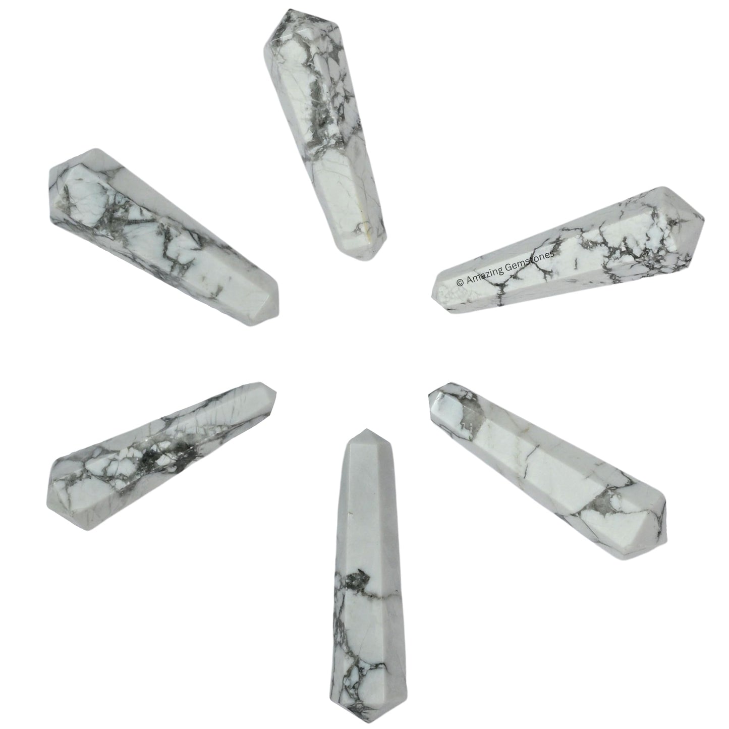Amazing Gemstone Howlite Crystal Points Bulk Healing Crystals - Pack of 3 Double Terminated Healing Wand Point Bulk Crystals for Crafts, Crystal Grid, DIY Work - Premium Crystals for Beginners Gifts