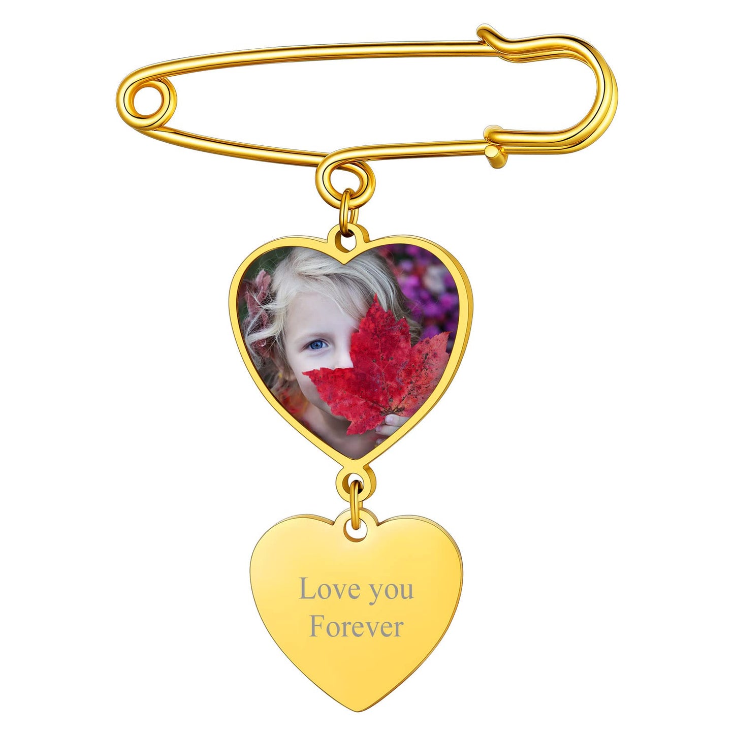 Custom4U Picture Pins for Groom Personalized Photo Bouquet Charm Wedding Jewelry