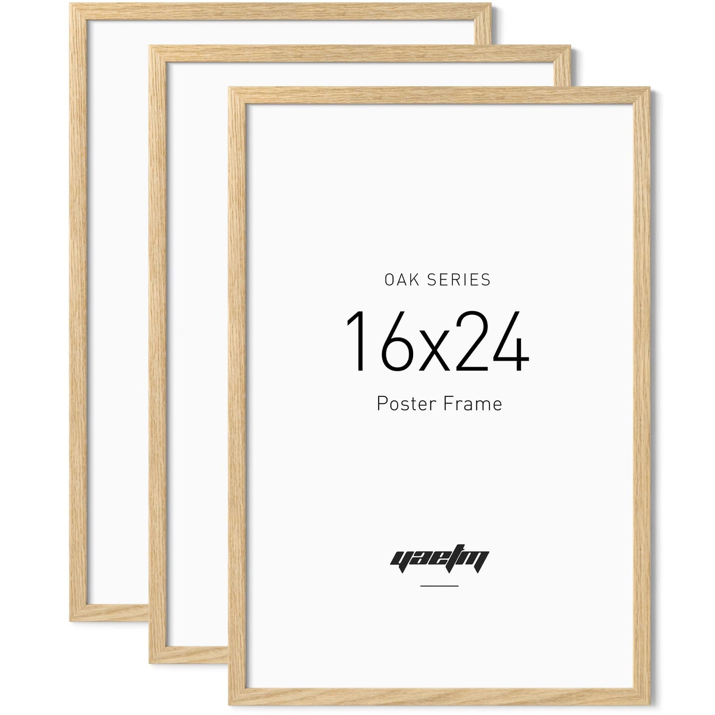 Yaetm Minimalist 16x24 Oak Wood Frame for Poster, Natural Solid Wood 16x24 Picture Frames Set of 3, Lightweight, Wall Decor for Office, Gallery & Home (3 Pack, Oak)
