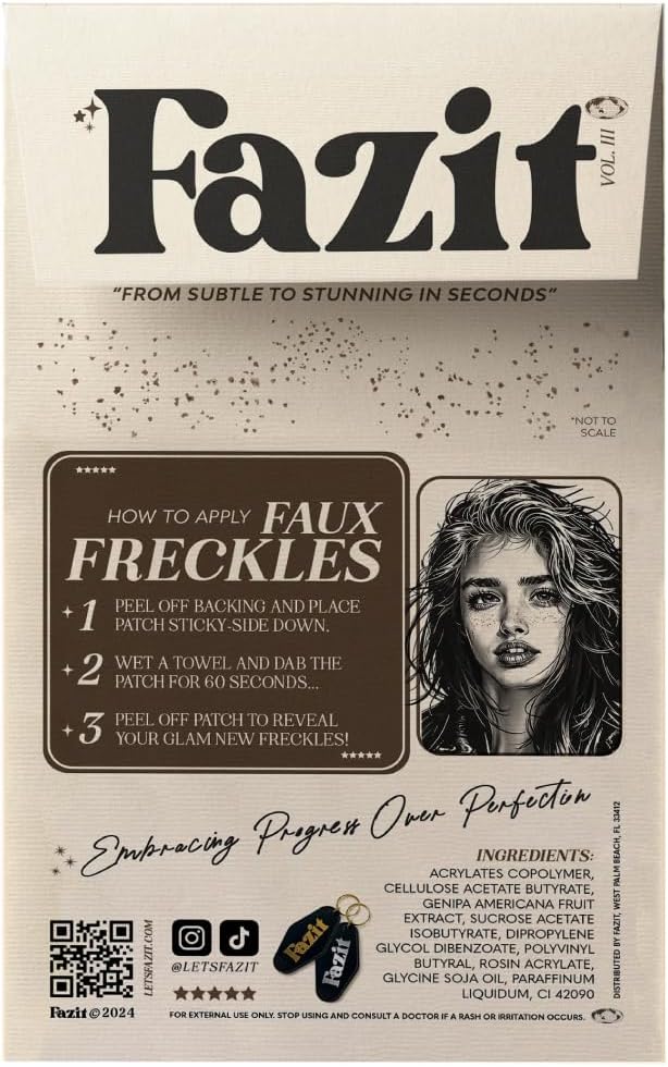 Fazit Makeup Patches - Faux Freckles - Glow Up Make-Up Patches - Cute Glitter Makeup Accessories For Women - Cosmetic Glitter For Face