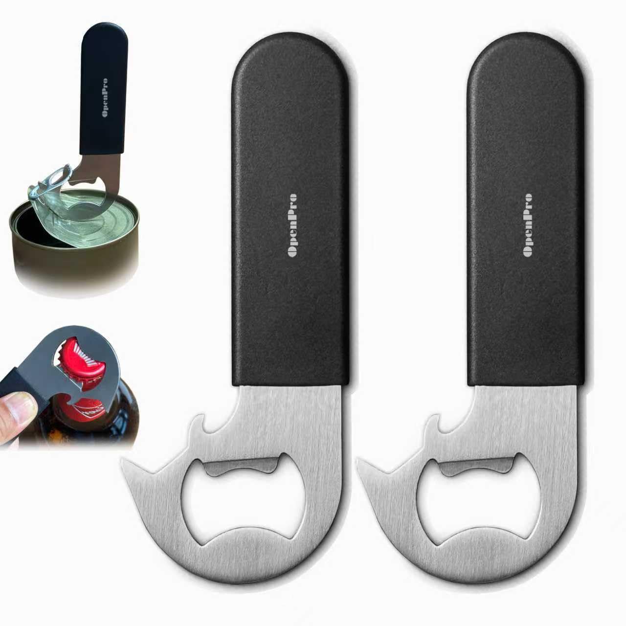 Magnetic 2-IN-1 Ring-Pull Can Opener, Beer Bottle Opener, Manual Can Opener Easy for Seniors, Pet Food, Cat Cans, Beer, Gadgets for People with Arthritis, kitchen gadgets, 2-Pack